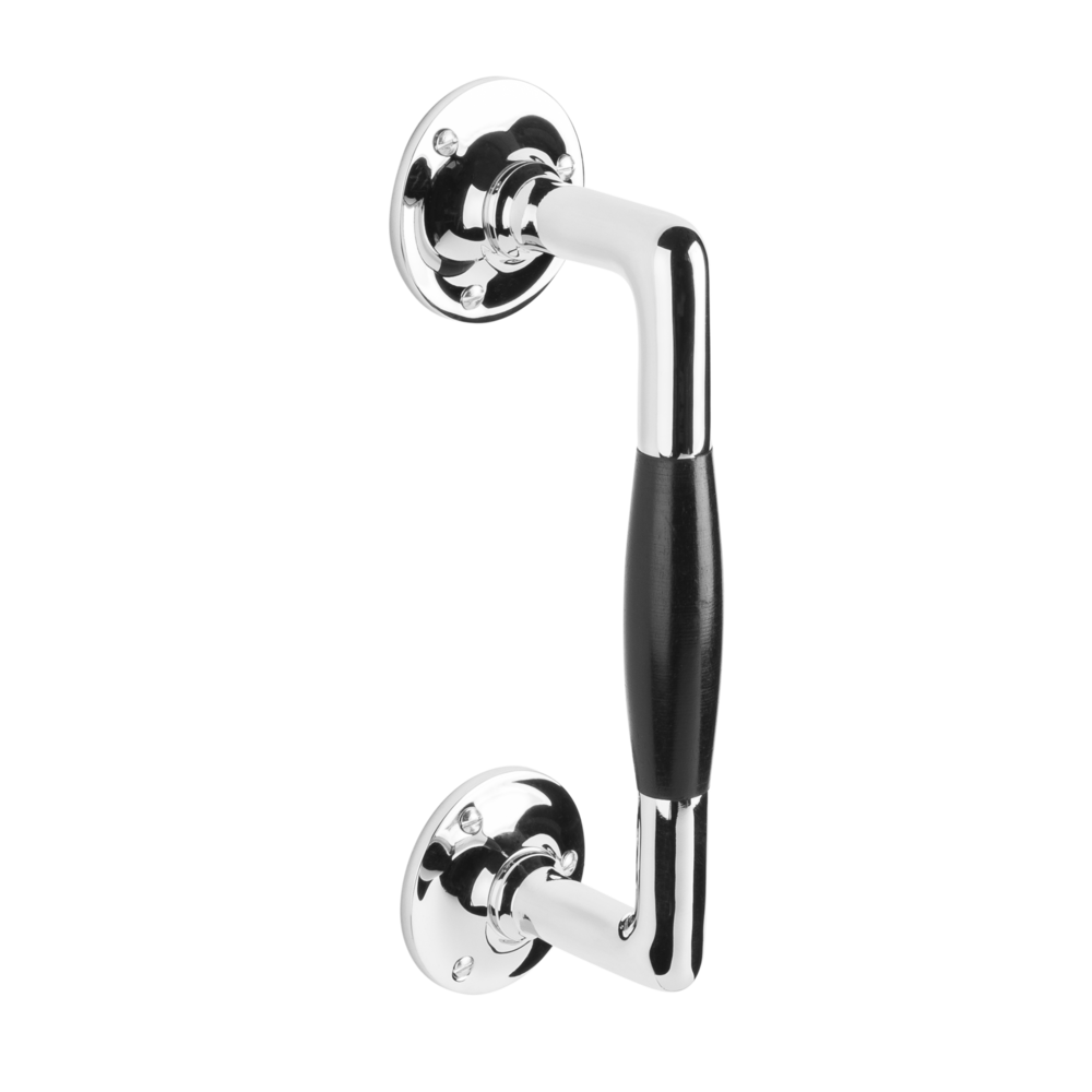 De Oude Deurklink Handgreep groot ronde rozetten - glanzend nikkel | De Oude Deurklink jaren 30 deurbeslag