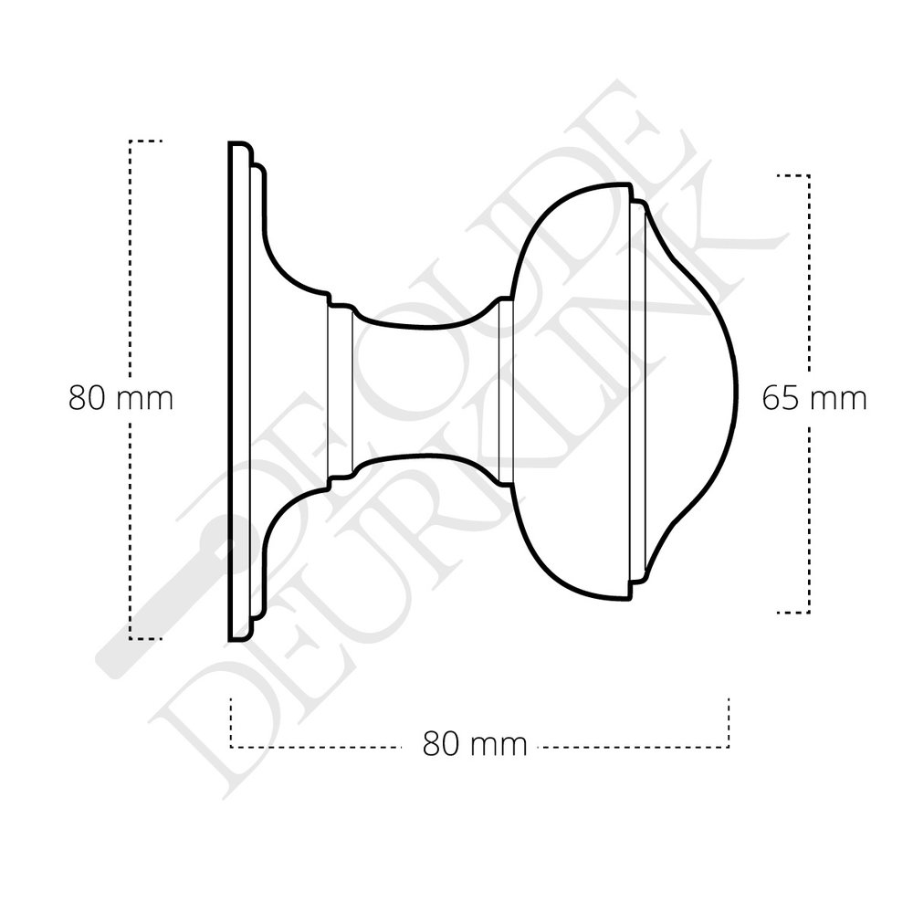 De Oude Deurklink Vaste voordeurknop van 80mm in mat  zwart De Oude Deurklink Vaste voordeurknop van 80mm in mat  zwart