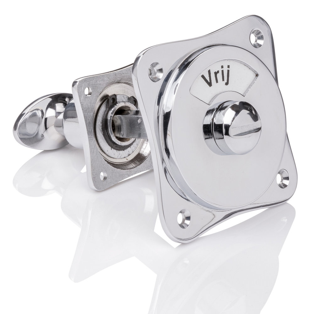 De Oude Deurklink WC Slot Draaiknop met vrij/bezet plaat glanzend nikkel De Oude Deurklink WC Slot Draaiknop met vrij/bezet plaat glanzend nikkel