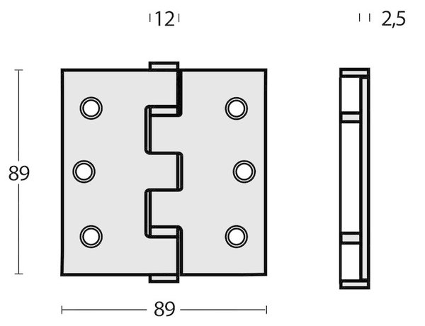 Intersteel Kogellagerscharnier rechte hoeken 89x89mm RVS geborsteld tot 70 kilo Intersteel Kogellagerscharnier rechte hoeken 89x89mm RVS geborsteld tot 70 kilo