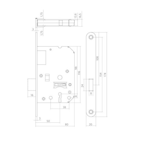 Dulimex Woningbouw klavier kastslot wit 55 mm Dulimex Woningbouw klavier kastslot wit 55 mm