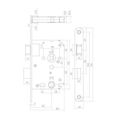Dulimex Woningbouw toilet-/badkamerslot wit 63/8 mm Dulimex Woningbouw toilet-/badkamerslot wit 63/8 mm