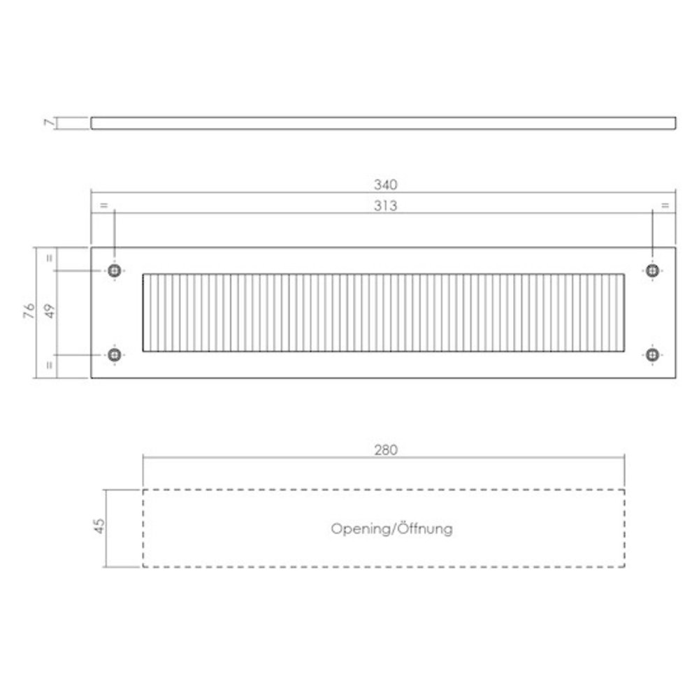 Intersteel Intersteel Tochtwering brievenbus rechthoekig geborsteld RVS | De Oude Deurklink