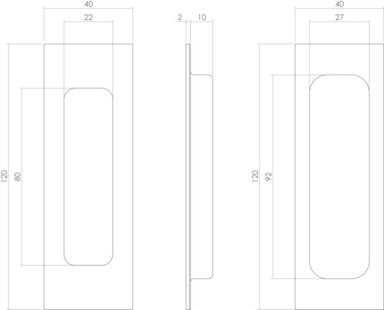 Intersteel Schuifdeurkom mat zwart rechthoek 120x40 mm blind Intersteel Schuifdeurkom mat zwart rechthoek 120x40 mm blind