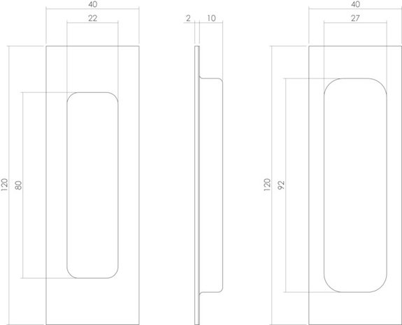 Intersteel Schuifdeurkom mat zwart rechthoek 120x40 mm blind Intersteel Schuifdeurkom mat zwart rechthoek 120x40 mm blind