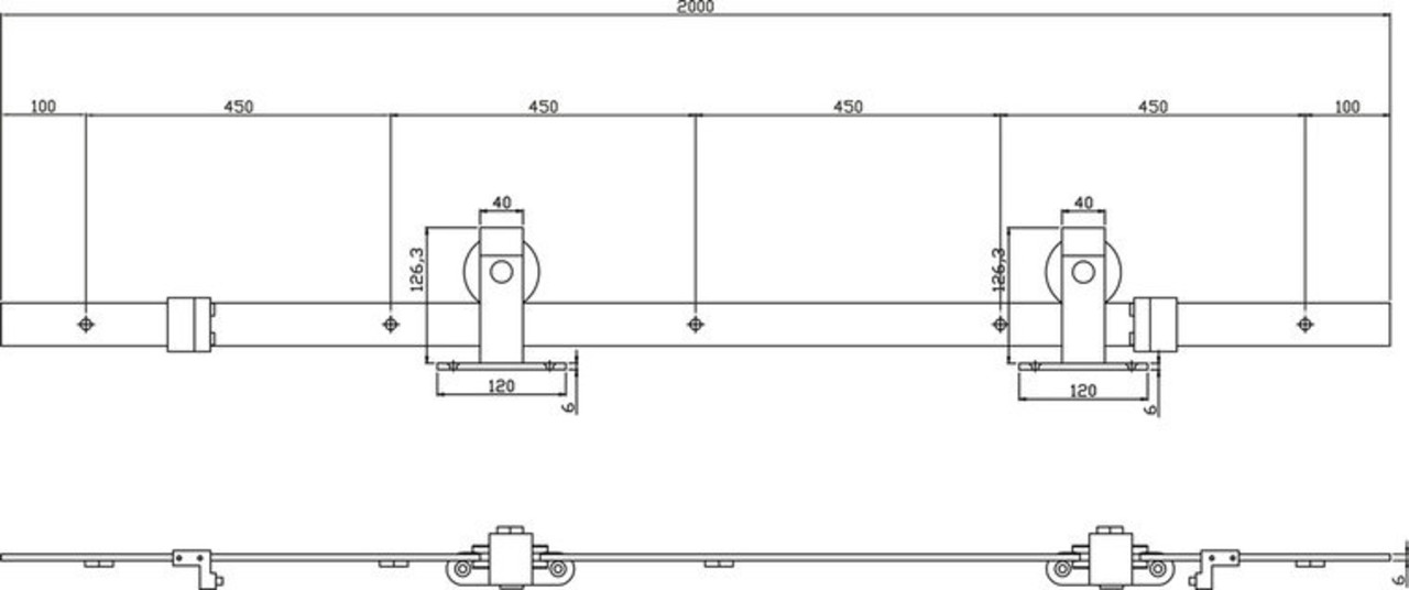 Intersteel Schuifdeursysteem Basic Top mat zwart Intersteel Schuifdeursysteem Basic Top mat zwart