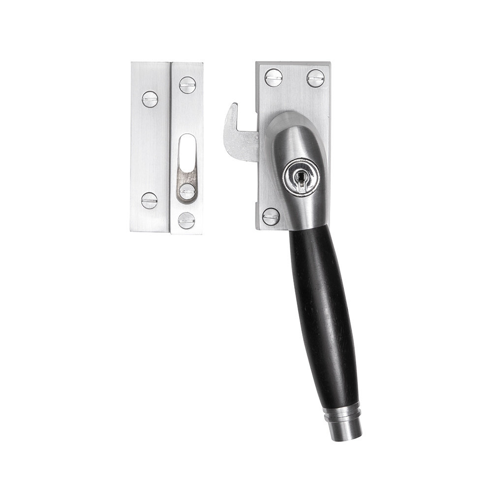 De Oude Deurklink Deco Raamsluiting mat nikkel met slot, rechts