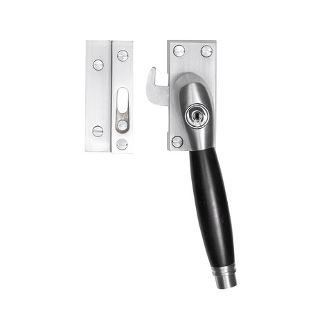 De Oude Deurklink Deco Raamsluiting mat nikkel met slot, rechts