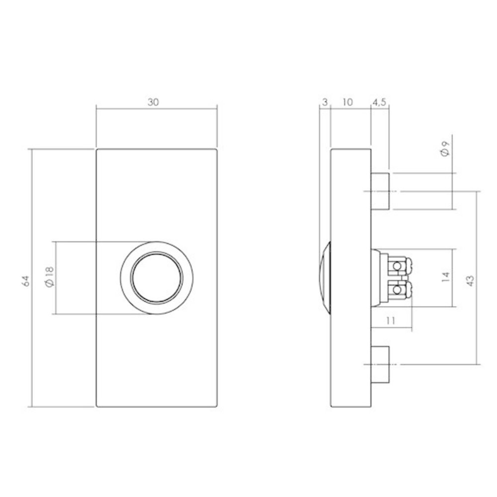 Intersteel Intersteel Deurbel voordeur rechthoekig - verdekte montage | De Oude Deurklink