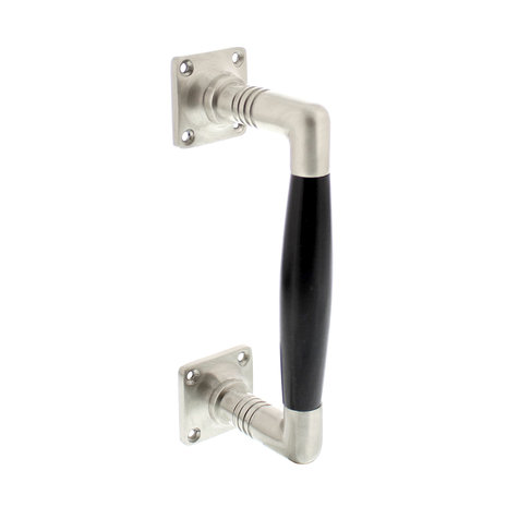 Intersteel Intersteel Handgreep Ton Basic 170mm mat nikkel met ebbenhout - vierkante rozet | De Oude Deurklink Intersteel Intersteel Handgreep Ton Basic 170mm mat nikkel met ebbenhout - vierkante rozet | De Oude Deurklink