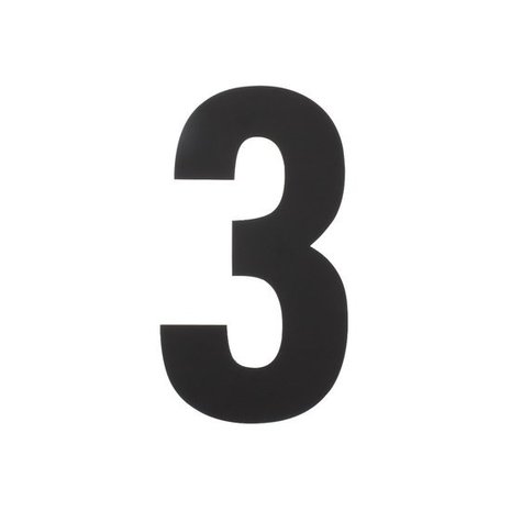 Intersteel Huisnummer 3 xl hoogte 30 cm rvs/mat zwart Intersteel Huisnummer 3 xl hoogte 30 cm rvs/mat zwart