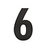 Huisnummer 6 xl hoogte 30 cm rvs/mat zwart