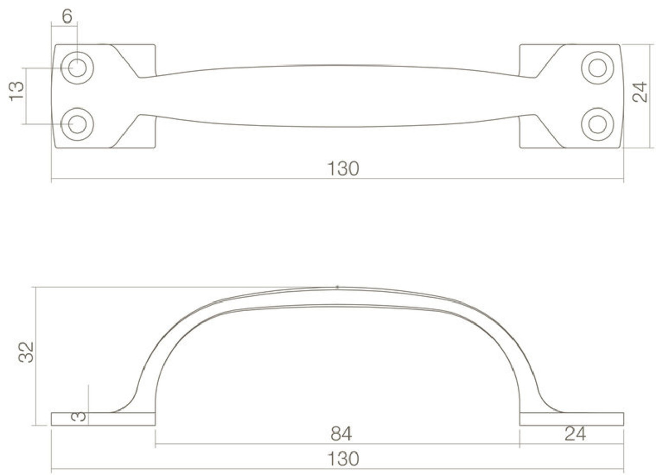 Intersteel Intersteel Meubelgreep Haags model messing ongelakt 130mm | De Oude Deurklink