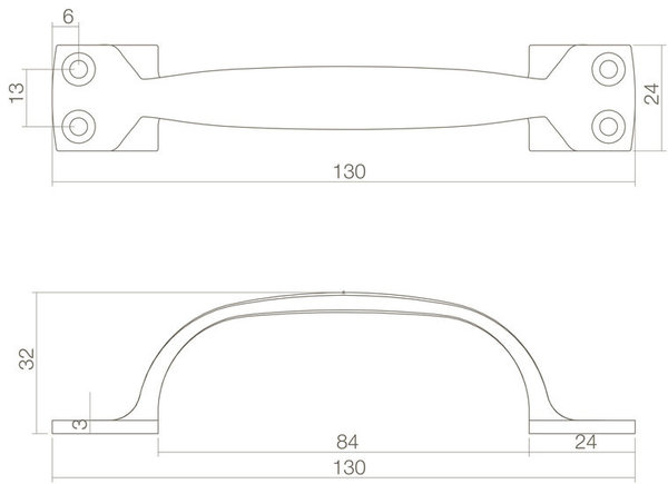 Intersteel Intersteel Meubelgreep Haags model messing ongelakt 130mm | De Oude Deurklink