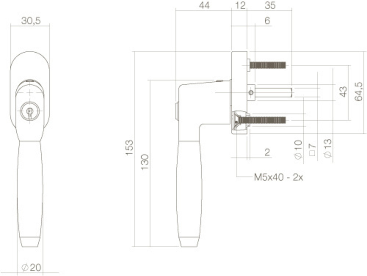 Intersteel Raamklink Ton 400 afsluitbaar ovaal rozet chroom/ebben hout Intersteel Raamklink Ton 400 afsluitbaar ovaal rozet chroom/ebben hout
