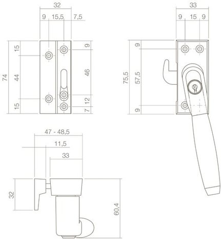 Intersteel Raamsluiting afsluitbaar skg1 links Ton 400 nikkel mat/ebbenhout
