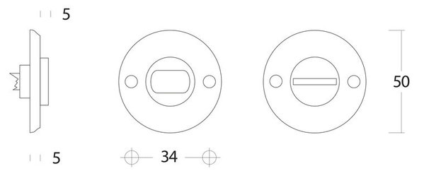 Intersteel Rozet toilet-/badkamersluiting schroefgat messing gelakt