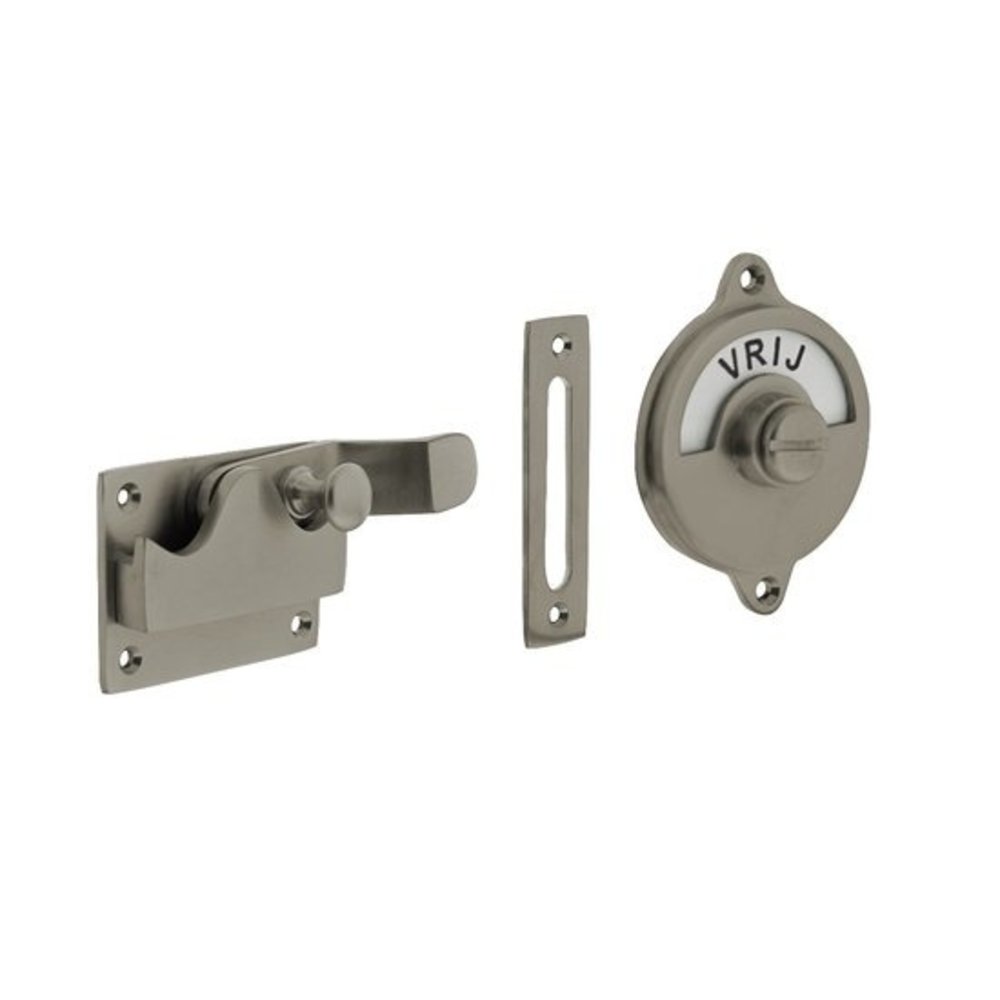 Intersteel Intersteel WC-slot hendel met bocht vrij-bezet mat nikkel | De Oude Deurklink jaren 30 deurbeslag Intersteel Intersteel WC-slot hendel met bocht vrij-bezet mat nikkel | De Oude Deurklink jaren 30 deurbeslag