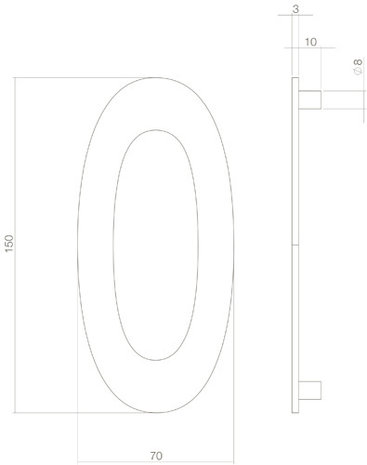 Intersteel Intersteel Huisnummer 0 RVS mat zwart (15cm) - weerbestendig buitendeurbeslag | De Oude Deurklink klassiek buitendeurbeslag