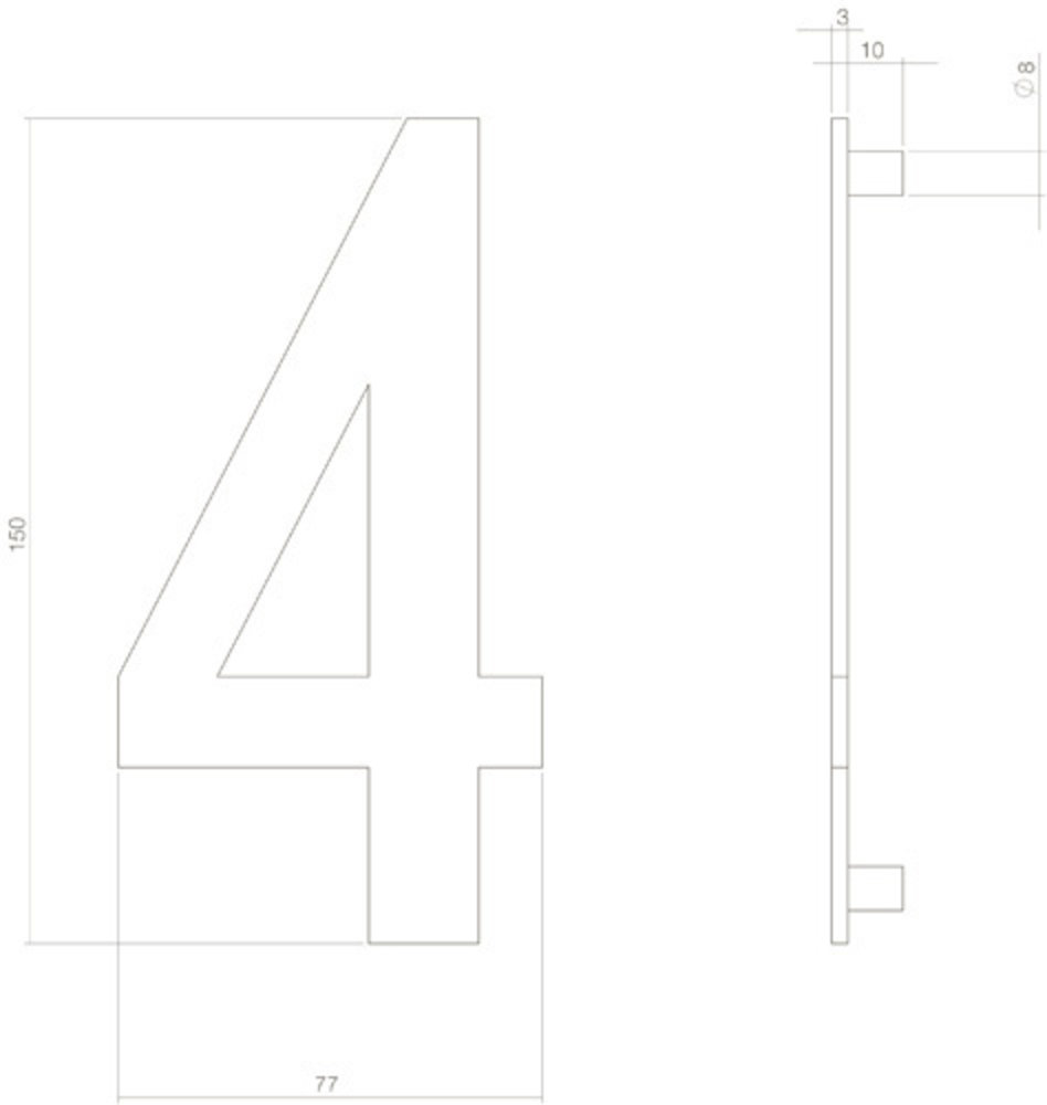 Intersteel Huisnummer 4 hoogte 15 cm RVS/mat zwart Intersteel Huisnummer 4 hoogte 15 cm RVS/mat zwart