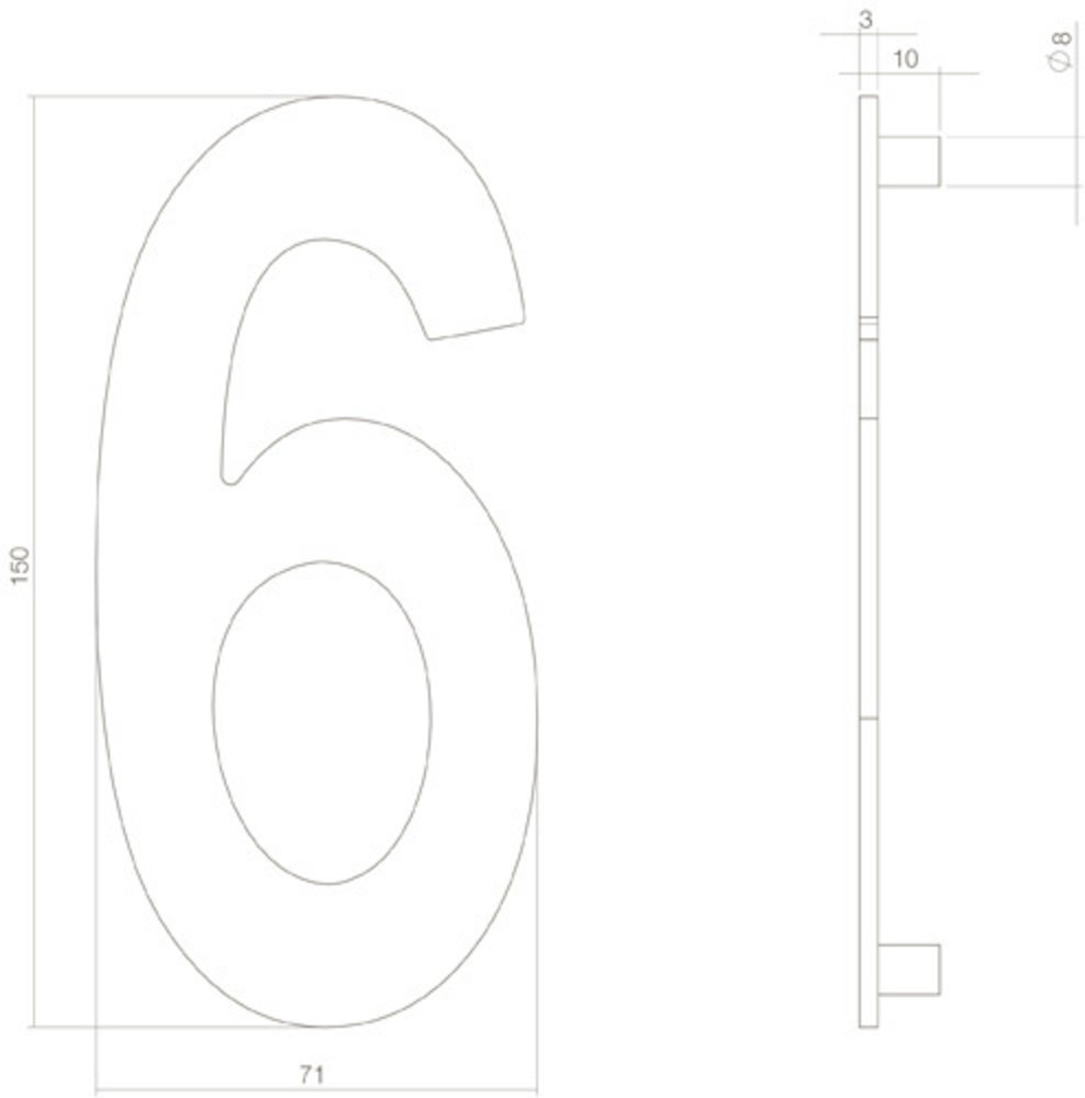Intersteel Intersteel Huisnummer 6 RVS mat zwart (15cm) - weerbestendig buitendeurbeslag | De Oude Deurklink klassiek buitendeurbeslag Intersteel Intersteel Huisnummer 6 RVS mat zwart (15cm) - weerbestendig buitendeurbeslag | De Oude Deurklink klassiek buitendeurbeslag