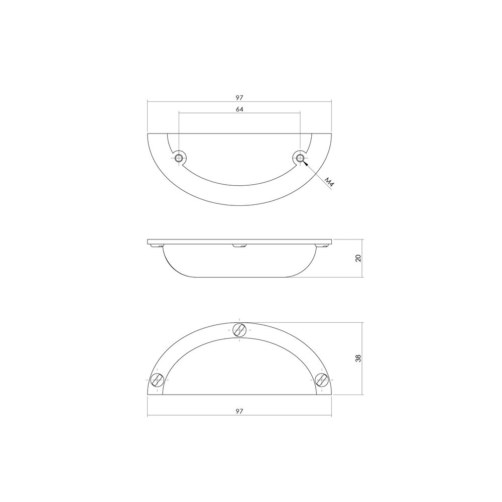 Intersteel Komgreep 97mm mat zwart