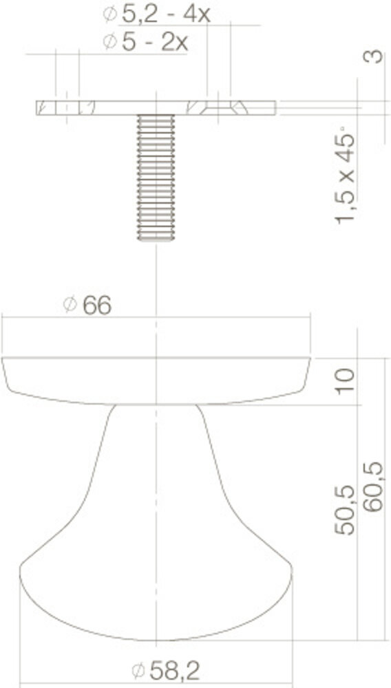 Intersteel Deurknop vast paddenstoel eenzijdige montage mat zwart Intersteel Deurknop vast paddenstoel eenzijdige montage mat zwart