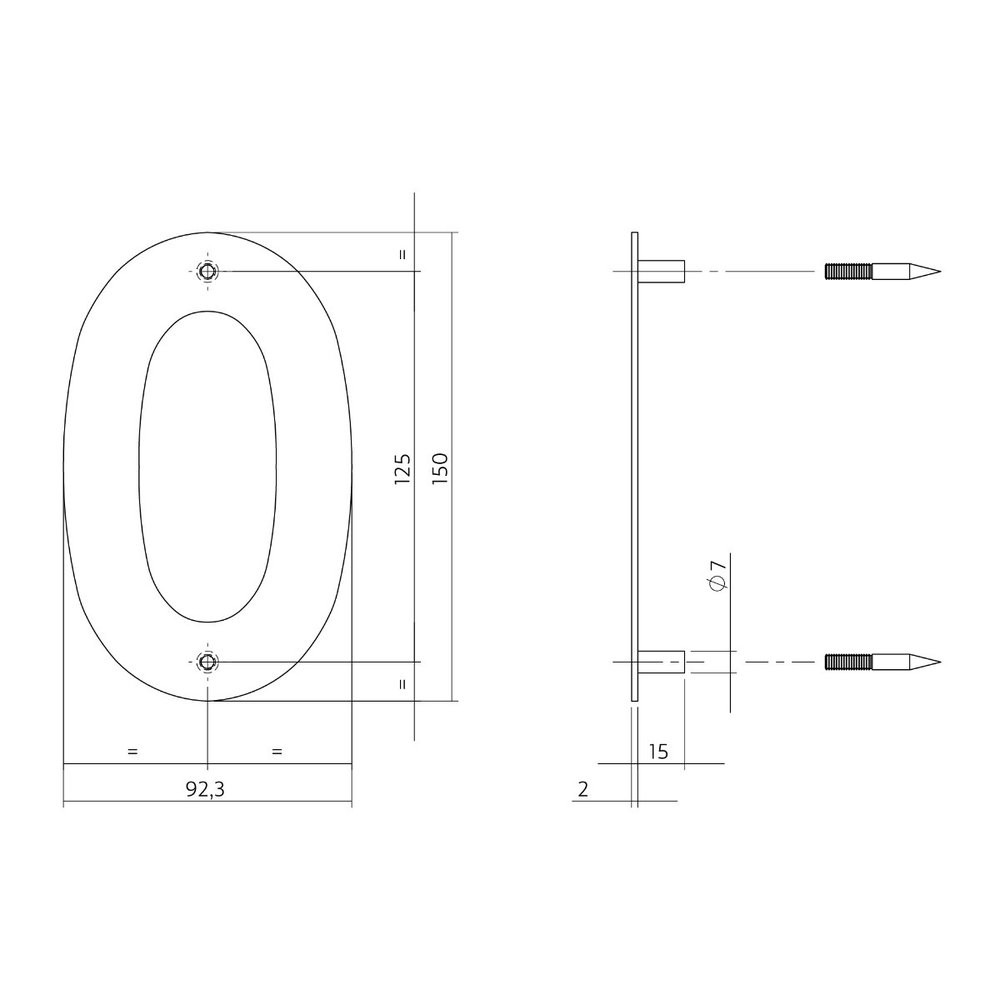 Intersteel Huisnummer 0 150x2mm geborsteld RVS