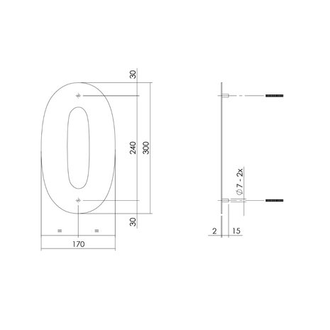 Intersteel Huisnummer 0 XL hoogte 30 cm geborsteld RVS Intersteel Huisnummer 0 XL hoogte 30 cm geborsteld RVS