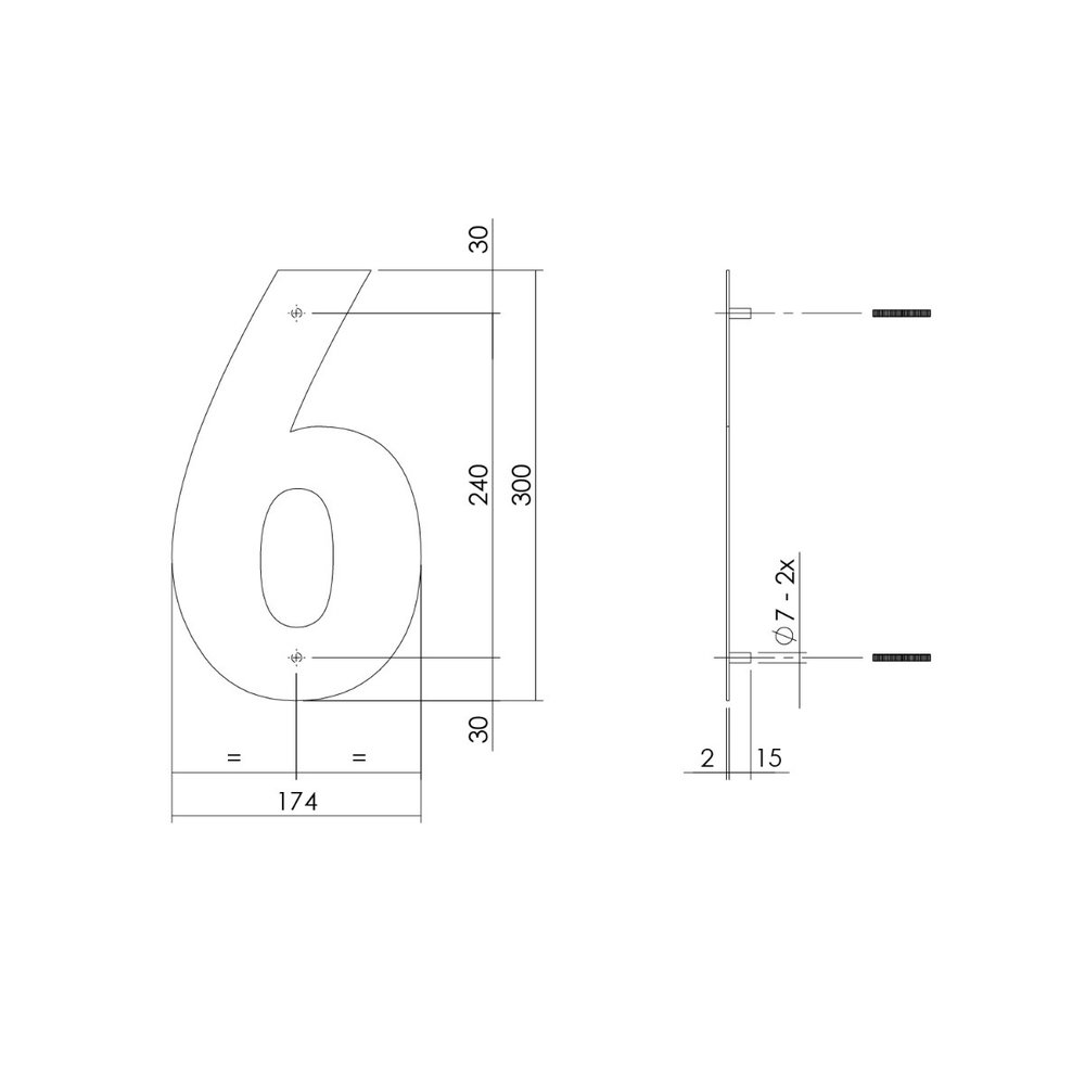 Intersteel Intersteel Huisnummer 6 XL geborsteld RVS (30cm) - weerbestendig buitendeurbeslag | De Oude Deurklink klassiek buitendeurbeslag Intersteel Intersteel Huisnummer 6 XL geborsteld RVS (30cm) - weerbestendig buitendeurbeslag | De Oude Deurklink klassiek buitendeurbeslag