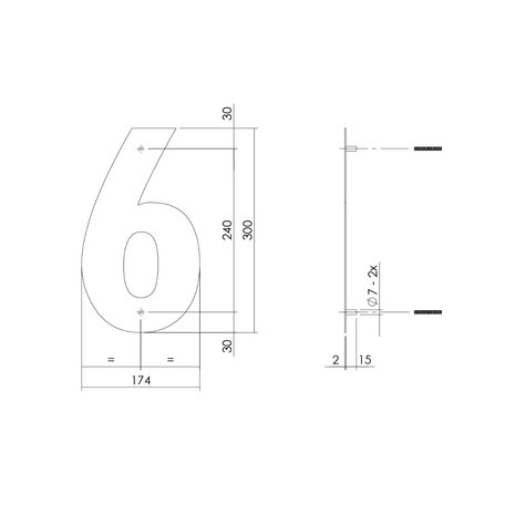 Intersteel Intersteel Huisnummer 6 XL geborsteld RVS (30cm) - weerbestendig buitendeurbeslag | De Oude Deurklink klassiek buitendeurbeslag Intersteel Intersteel Huisnummer 6 XL geborsteld RVS (30cm) - weerbestendig buitendeurbeslag | De Oude Deurklink klassiek buitendeurbeslag