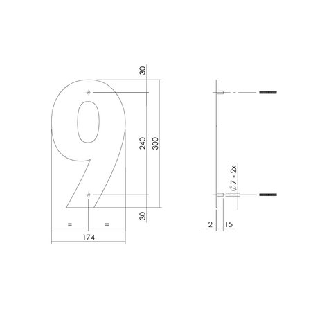 Intersteel Intersteel Huisnummer 9 XL geborsteld RVS (30cm) - weerbestendig buitendeurbeslag | De Oude Deurklink klassiek buitendeurbeslag Intersteel Intersteel Huisnummer 9 XL geborsteld RVS (30cm) - weerbestendig buitendeurbeslag | De Oude Deurklink klassiek buitendeurbeslag