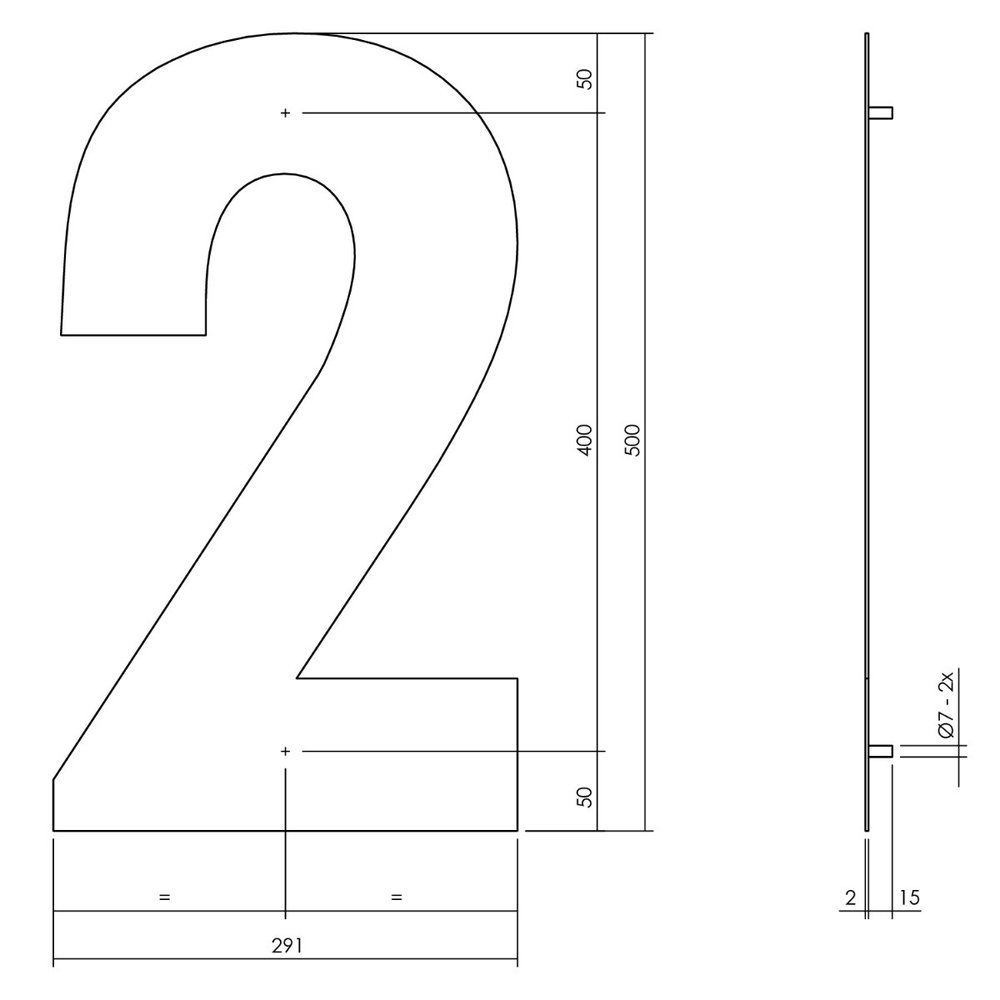 Intersteel Intersteel Huisnummer 2 XXL geborsteld RVS (50cm) - weerbestendig buitendeurbeslag | De Oude Deurklink klassiek buitendeurbeslag Intersteel Intersteel Huisnummer 2 XXL geborsteld RVS (50cm) - weerbestendig buitendeurbeslag | De Oude Deurklink klassiek buitendeurbeslag