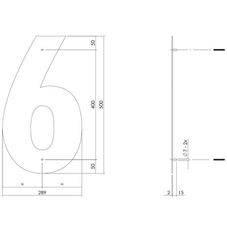 Intersteel Intersteel Huisnummer 6 XXL geborsteld RVS (50cm) - weerbestendig buitendeurbeslag | De Oude Deurklink klassiek buitendeurbeslag Intersteel Intersteel Huisnummer 6 XXL geborsteld RVS (50cm) - weerbestendig buitendeurbeslag | De Oude Deurklink klassiek buitendeurbeslag