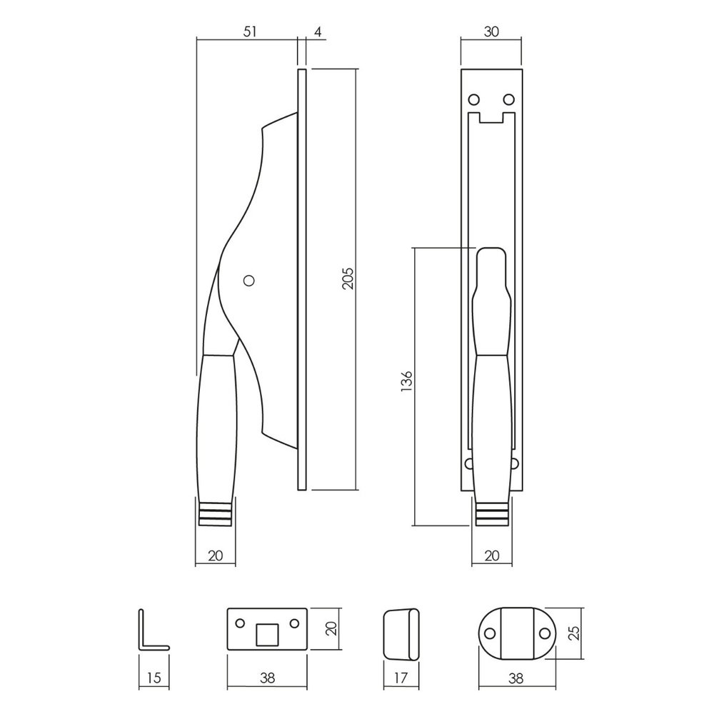 Intersteel Pomp-espagnolet Ton 222 met stangenset 2x 1250mm nikkel mat/ebbenhout Intersteel Pomp-espagnolet Ton 222 met stangenset 2x 1250mm nikkel mat/ebbenhout