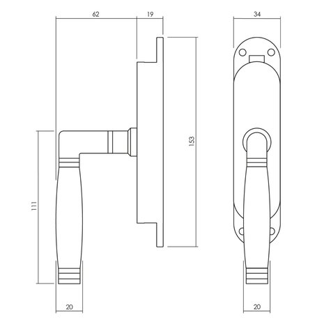 Intersteel Intersteel Kruk-espagnolet Ton 222 messing ongelakt met ebbenhout - stangenset 2x1250mm, links | De Oude Deurklink Intersteel Intersteel Kruk-espagnolet Ton 222 messing ongelakt met ebbenhout - stangenset 2x1250mm, links | De Oude Deurklink