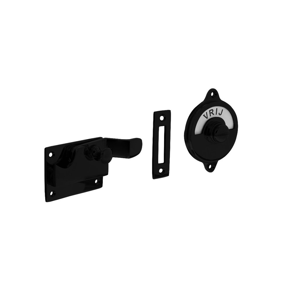Intersteel Intersteel WC-slot hendel met bocht vrij-bezet mat zwart | De Oude Deurklink jaren 30 deurbeslag Intersteel Intersteel WC-slot hendel met bocht vrij-bezet mat zwart | De Oude Deurklink jaren 30 deurbeslag
