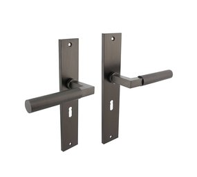 Intersteel Deurklink Bau-Stil op schild sleutelgat 56mm antracietgrijs