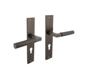 Intersteel Deurklink Bau-Stil op schild profielcilindergat 72mm antraciet grijs