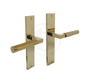 Intersteel Deurklink Bau-Stil op schild in messing titaan PVD