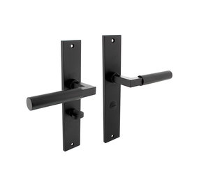 Intersteel Deurklink Bau-Stil op schild WC slot 63mm mat zwart Intersteel Deurklink Bau-Stil op schild WC slot 63mm mat zwart