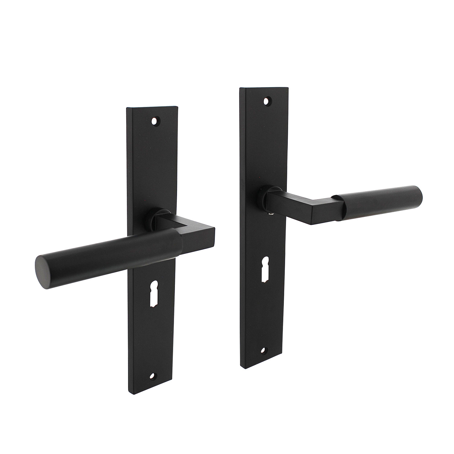 Intersteel Zwarte deurklink Bau Stil op schild met sleutelgat 56mm in zwart