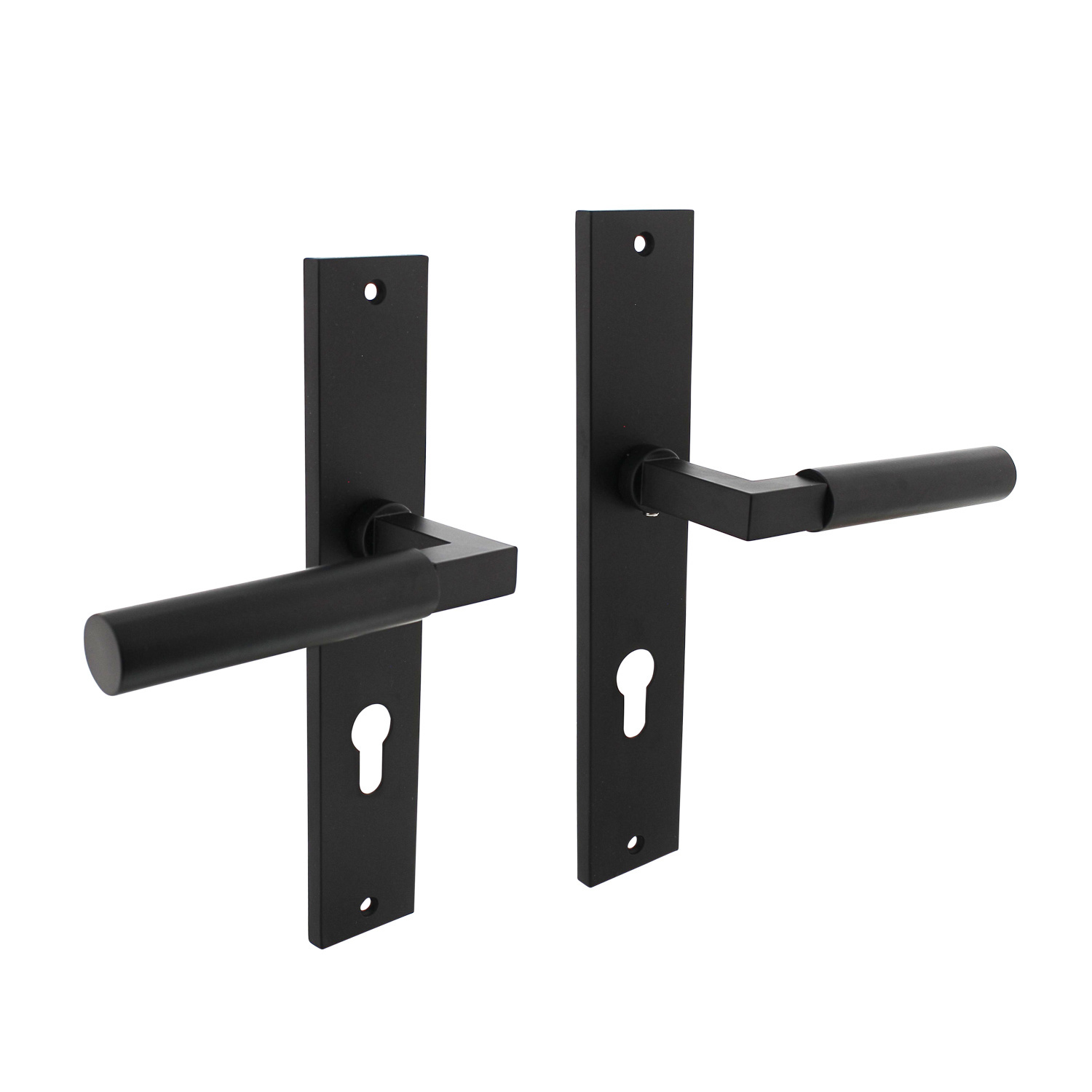 Intersteel Deurklink Bau Stil op schild met profielcilindergat 72mm mat zwart