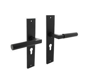 Intersteel Deurklink Bau-Stil op schild met profielcilindergat 55mm mat zwart Intersteel Deurklink Bau-Stil op schild met profielcilindergat 55mm mat zwart