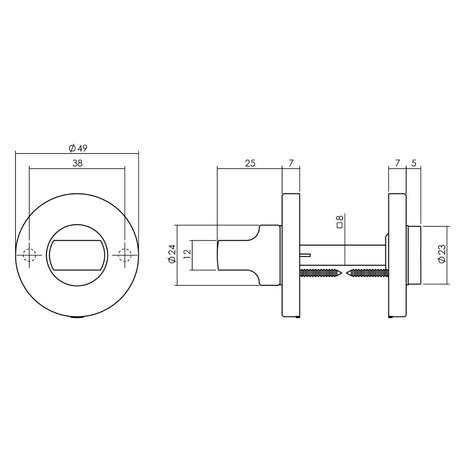 Intersteel WC slot rond messing getrommeld Intersteel WC slot rond messing getrommeld