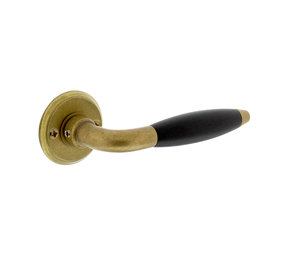 Intersteel Deurklink Antonnet met rozet schroefgat messing getrommeld/ebbenhout