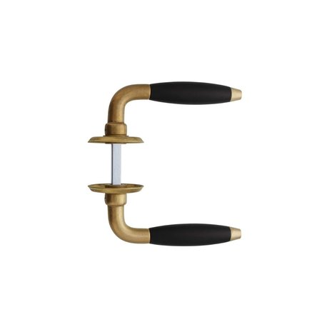 Intersteel Deurklink Antonnet met rozet schroefgat messing getrommeld/ebbenhout