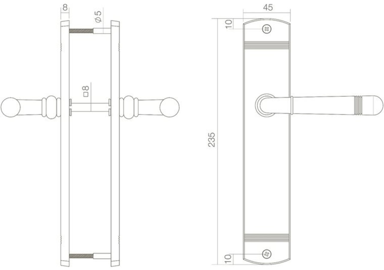 Intersteel Deurklink Helena op schild 235x45x8 mm blind messing gelakt Intersteel Deurklink Helena op schild 235x45x8 mm blind messing gelakt