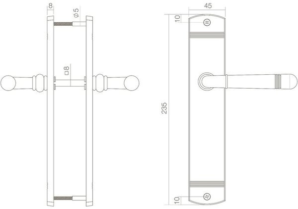 Intersteel Deurklink Helena op schild 235x45x8 mm blind messing gelakt Intersteel Deurklink Helena op schild 235x45x8 mm blind messing gelakt