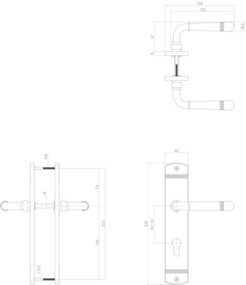 Intersteel Deurklink Helena op schild profielcilindergat 72 mm messing gelakt Intersteel Deurklink Helena op schild profielcilindergat 72 mm messing gelakt